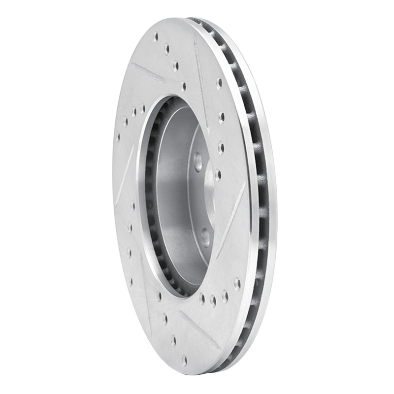 Buick Skylark Brake Rotor (1) - Front Left - R1 Concepts - Drilled & Slotted - Silver - `90-`05